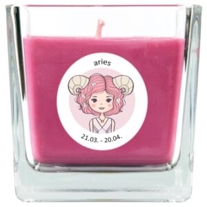 HS Candle Duftkerze & Glas Sternzeichen Lavendel 50 Stunden Widder