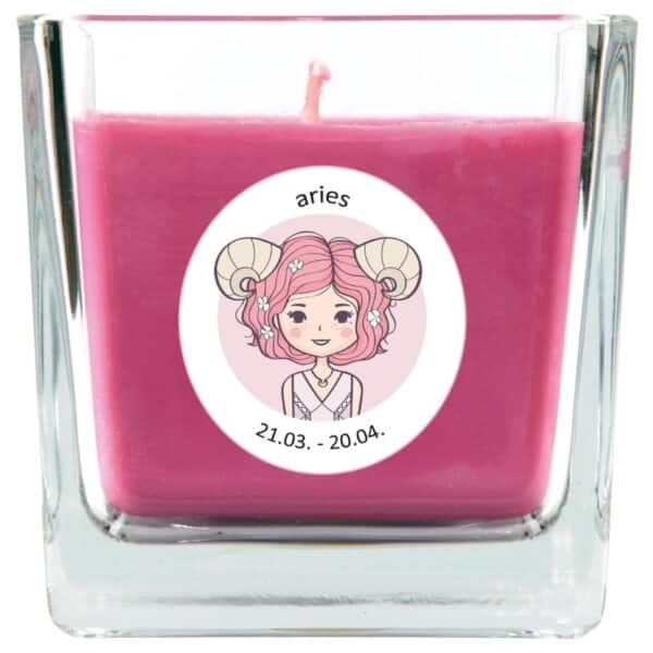 HS Candle Duftkerze & Glas Sternzeichen Lavendel 50 Stunden Widder