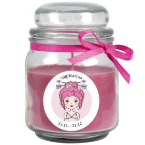 HS Candle Duftkerze & Glas Sternzeichen Lavendel 70 Stunden Schütze