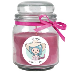 HS Candle Duftkerze & Glas Sternzeichen Lavendel 70 Stunden Skorpion