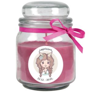 HS Candle Duftkerze & Glas Sternzeichen Lavendel 70 Stunden Steinbock