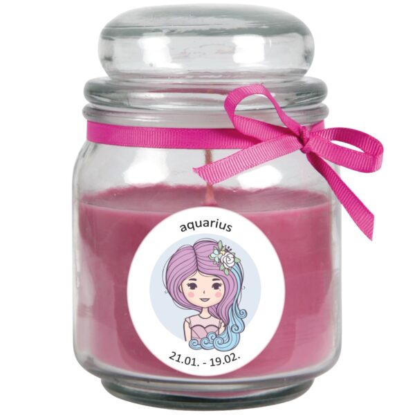 HS Candle Duftkerze & Glas Sternzeichen Lavendel 70 Stunden Wassermann