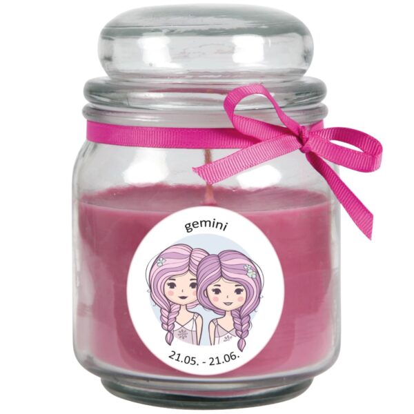 HS Candle Duftkerze & Glas Sternzeichen Lavendel 70 Stunden Zwillinge