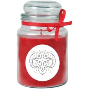 HS Candle Duftkerze & Glas Sternzeichen Rose 110 Stunden Widder