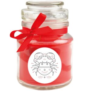 HS Candle Duftkerze & Glas Sternzeichen Rose 30 Stunden Krebs