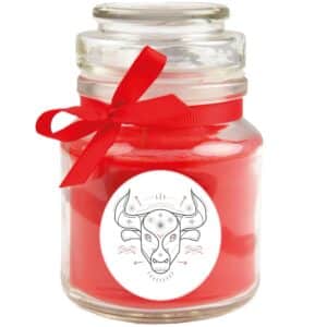 HS Candle Duftkerze & Glas Sternzeichen Rose 30 Stunden Stier