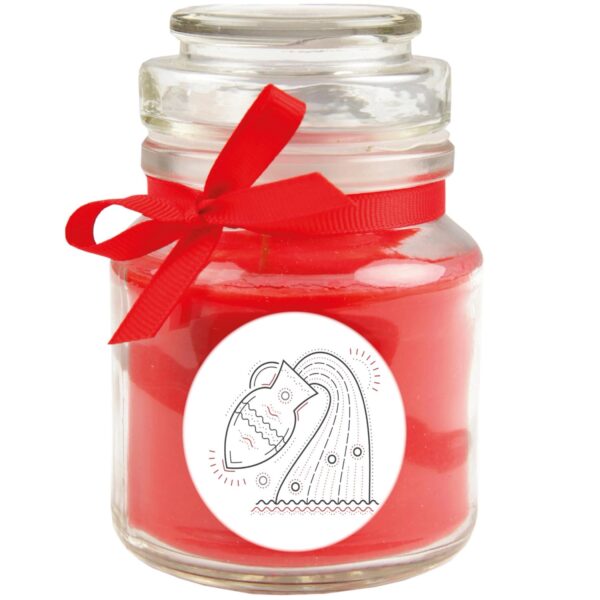HS Candle Duftkerze & Glas Sternzeichen Rose 30 Stunden Wassermann
