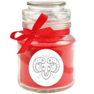 HS Candle Duftkerze & Glas Sternzeichen Rose 30 Stunden Widder