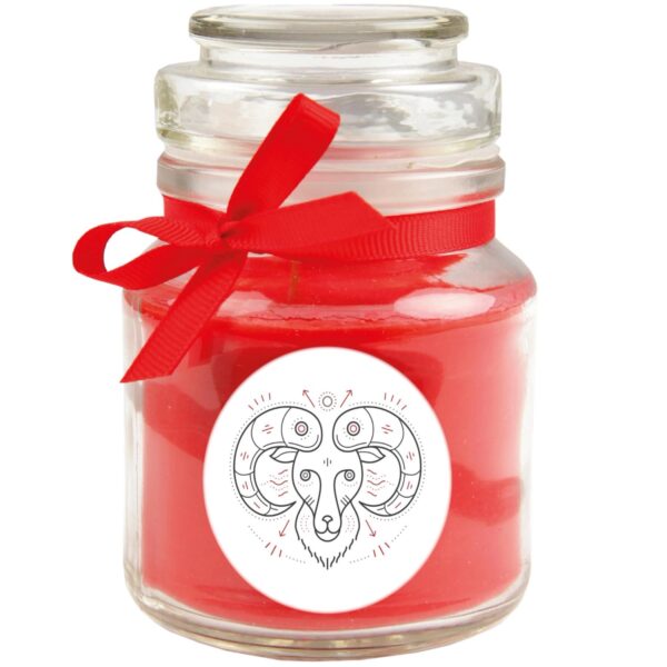 HS Candle Duftkerze & Glas Sternzeichen Rose 30 Stunden Widder