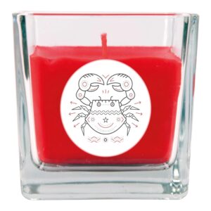 HS Candle Duftkerze & Glas Sternzeichen Rose 50 Stunden Krebs