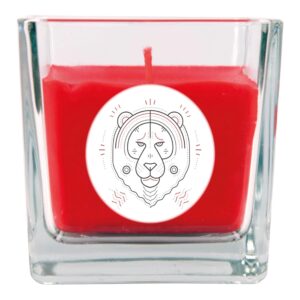 HS Candle Duftkerze & Glas Sternzeichen Rose 50 Stunden Löwe