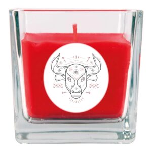 HS Candle Duftkerze & Glas Sternzeichen Rose 50 Stunden Stier