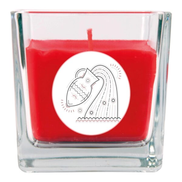 HS Candle Duftkerze & Glas Sternzeichen Rose 50 Stunden Wassermann