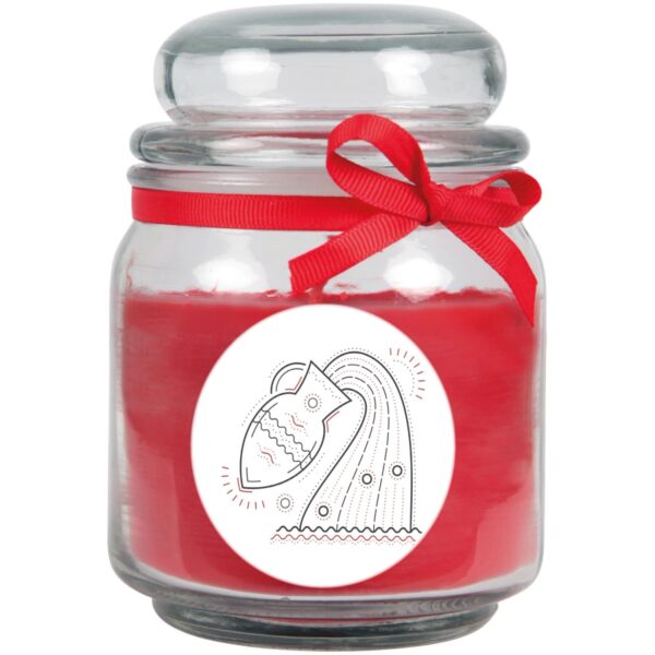 HS Candle Duftkerze & Glas Sternzeichen Rose 70 Stunden Wassermann