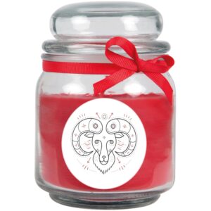 HS Candle Duftkerze & Glas Sternzeichen Rose 70 Stunden Widder