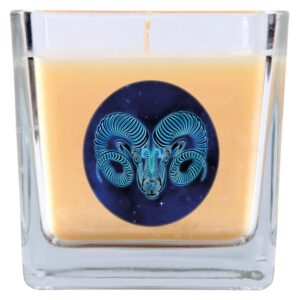 HS Candle Duftkerze & Glas Sternzeichen Vanille 50 Stunden Widder