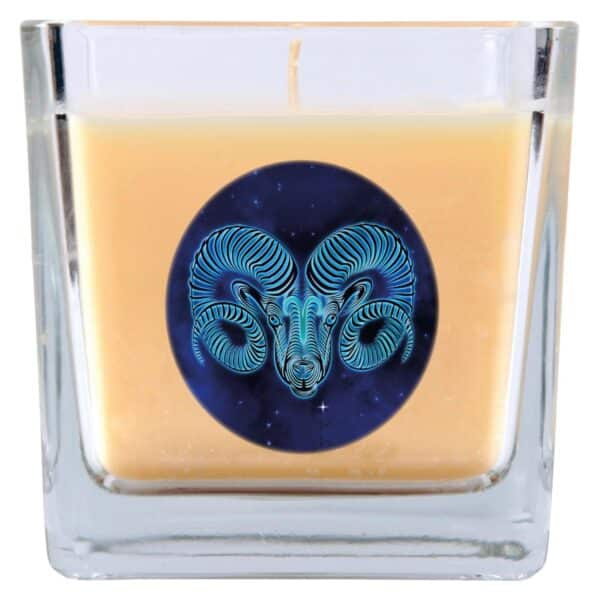 HS Candle Duftkerze & Glas Sternzeichen Vanille 50 Stunden Widder