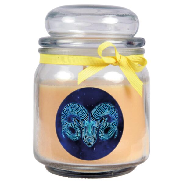 HS Candle Duftkerze & Glas Sternzeichen Vanille 70 Stunden Widder