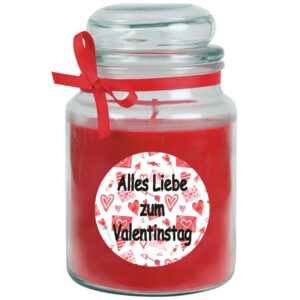 HS Candle Duftkerze & Glas Valentinstag Bonbon 110h Alles Liebe