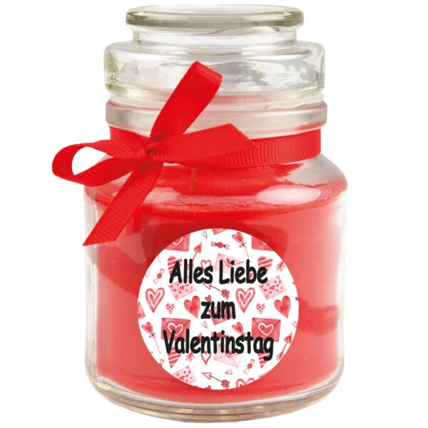 HS Candle Duftkerze & Glas Valentinstag Bonbon 30h Alles Liebe