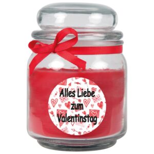 HS Candle Duftkerze & Glas Valentinstag Bonbon 70h Alles Liebe