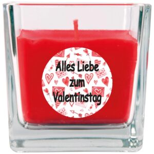 HS Candle Duftkerze & Glas Valentinstag Viereck 50h Alles Liebe