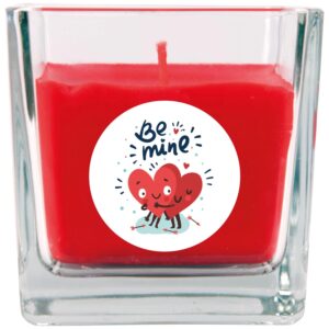 HS Candle Duftkerze & Glas Valentinstag Viereck 50h Be Mine