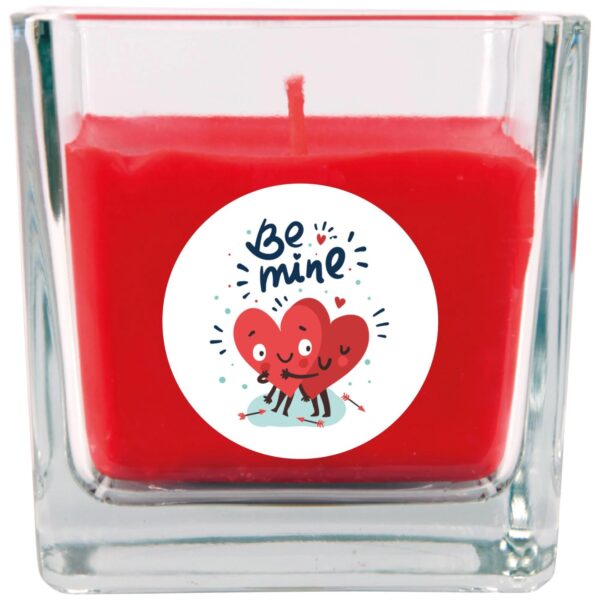 HS Candle Duftkerze & Glas Valentinstag Viereck 50h Be Mine