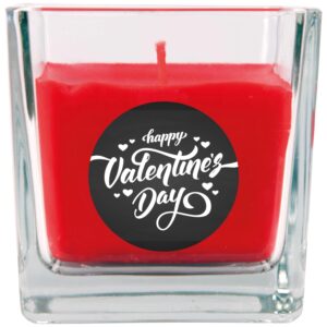 HS Candle Duftkerze & Glas Valentinstag Viereck 50h Valentine's Day