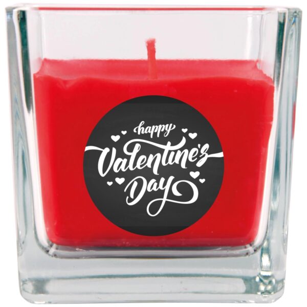 HS Candle Duftkerze & Glas Valentinstag Viereck 50h Valentine's Day