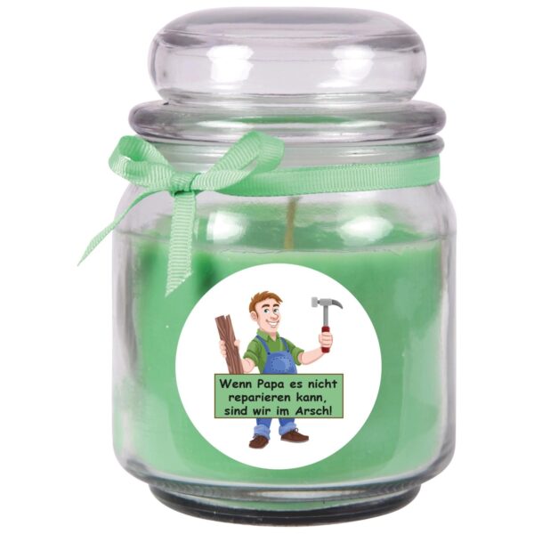 HS Candle Duftkerze & Glas Vatertag Kokos Grün