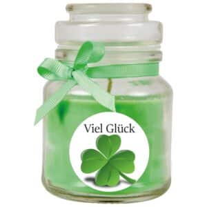HS Candle Duftkerze & Glas Viel Glück Grün Kokos