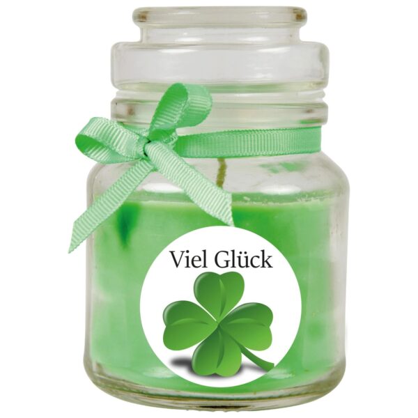 HS Candle Duftkerze & Glas Viel Glück Grün Kokos