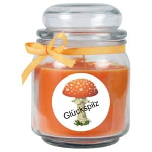 HS Candle Duftkerze & Glas Viel Glück Orange Honigmelone