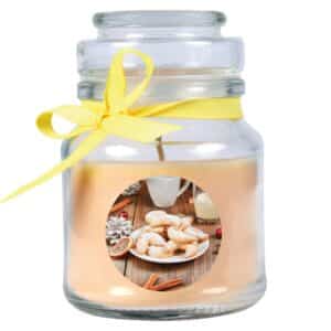 HS Candle Duftkerze & Glas Weihnachten Creme Bonbon 30h
