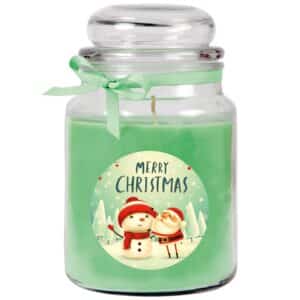 HS Candle Duftkerze & Glas Weihnachten Grün Bonbon 110h