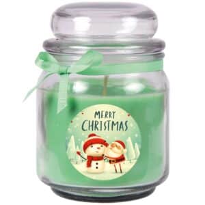 HS Candle Duftkerze & Glas Weihnachten Grün Bonbon 70h