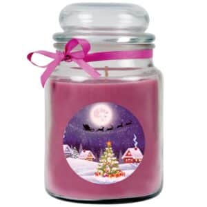 HS Candle Duftkerze & Glas Weihnachten Lila Bonbon 110h