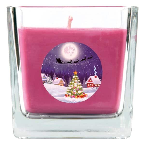 HS Candle Duftkerze & Glas Weihnachten Lila Bonbon 50h