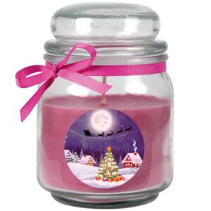 HS Candle Duftkerze & Glas Weihnachten Lila Bonbon 70h