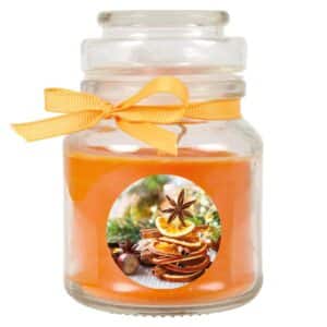 HS Candle Duftkerze & Glas Weihnachten Orange Bonbon 30h