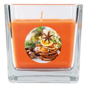HS Candle Duftkerze & Glas Weihnachten Orange Bonbon 50h