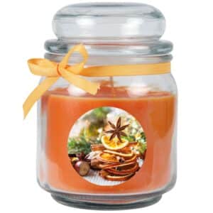 HS Candle Duftkerze & Glas Weihnachten Orange Bonbon 70h