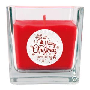 HS Candle Duftkerze & Glas Weihnachten Rot Bonbon 50h