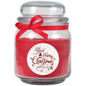 HS Candle Duftkerze & Glas Weihnachten Rot Bonbon 70h