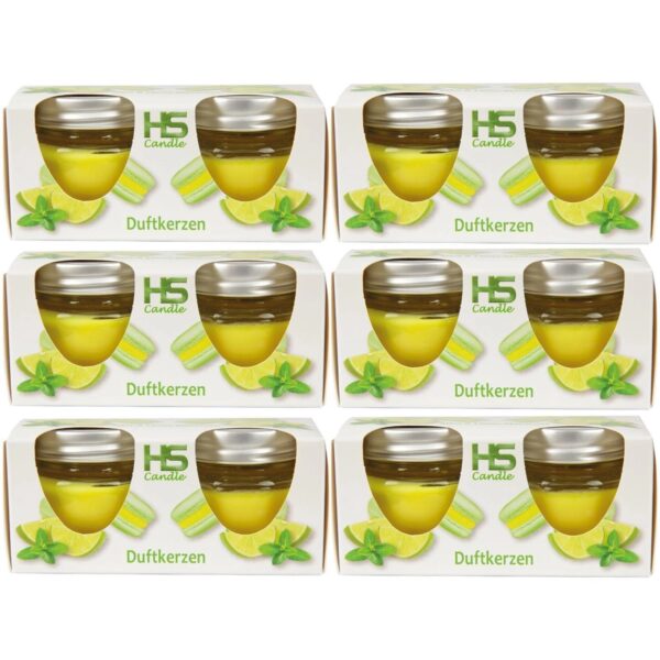 HS Candle Duftkerze Macaron Kerzen 12er Pack Mint & Limes