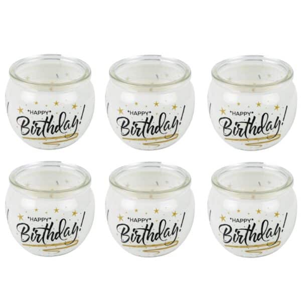 HS Candle Duftkerzen Sprüche 6er Pack Happy Birthday
