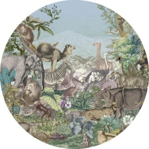 Komar Selbstklebende Runde Tapete Animal Kingdom Multicolor Ø 125 cm 611163