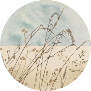 Komar Selbstklebende Runde Tapete Gazon Beige und Blau Ø 125 cm 611169