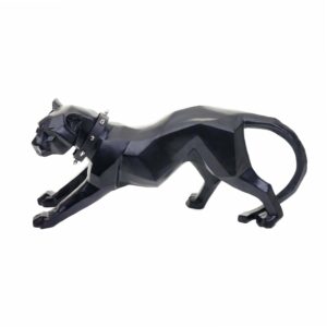 MCW Deko Figur Leopard D36 mit Halsband Schwarz Matt mit Halsband